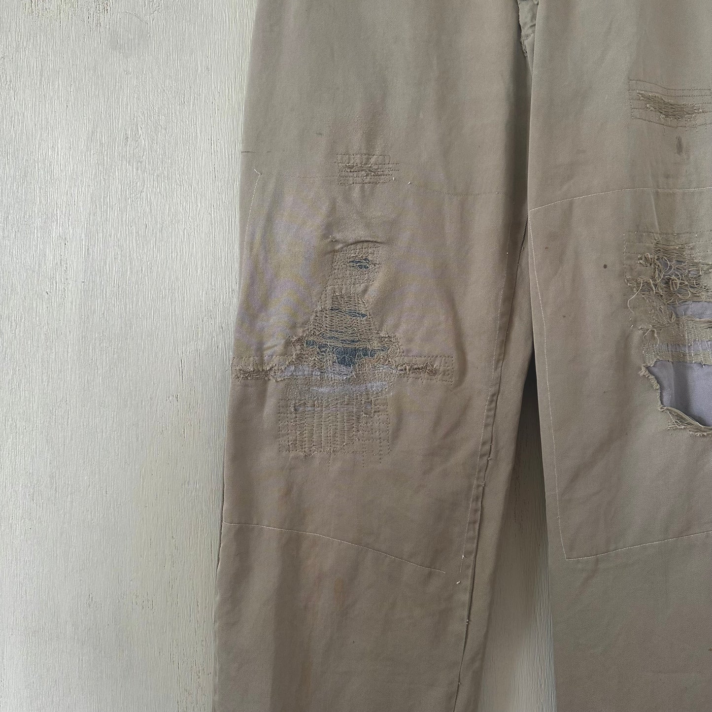 1950’s faded khaki repaired work pants