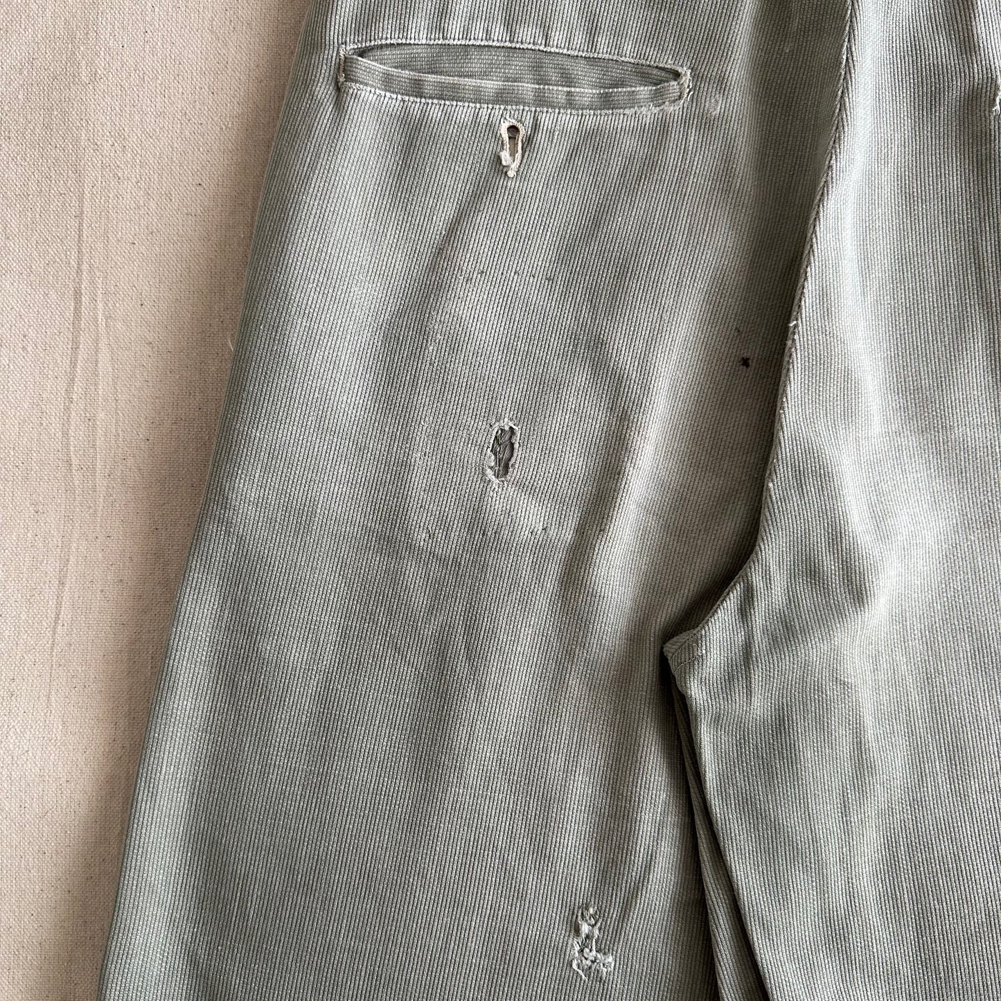 1950’s faded moss repaired work pants