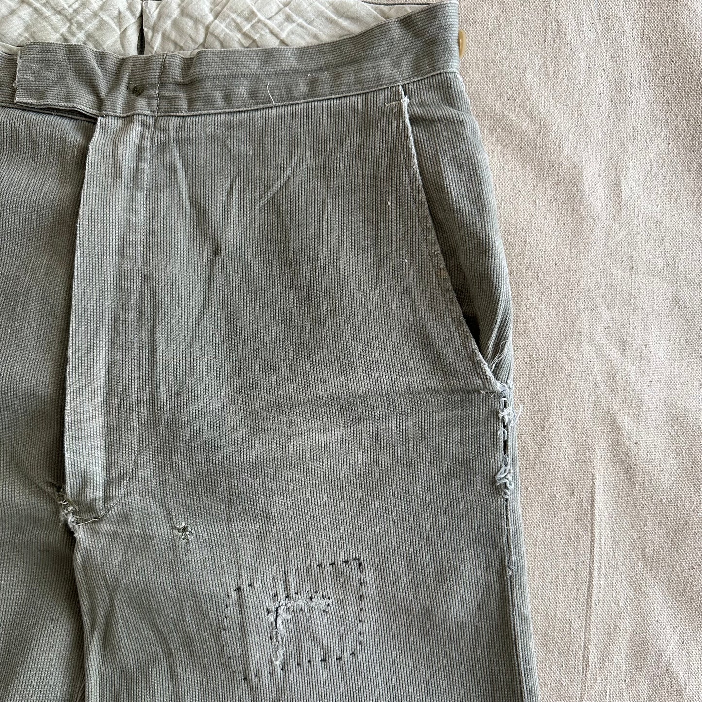 1950’s faded moss repaired work pants