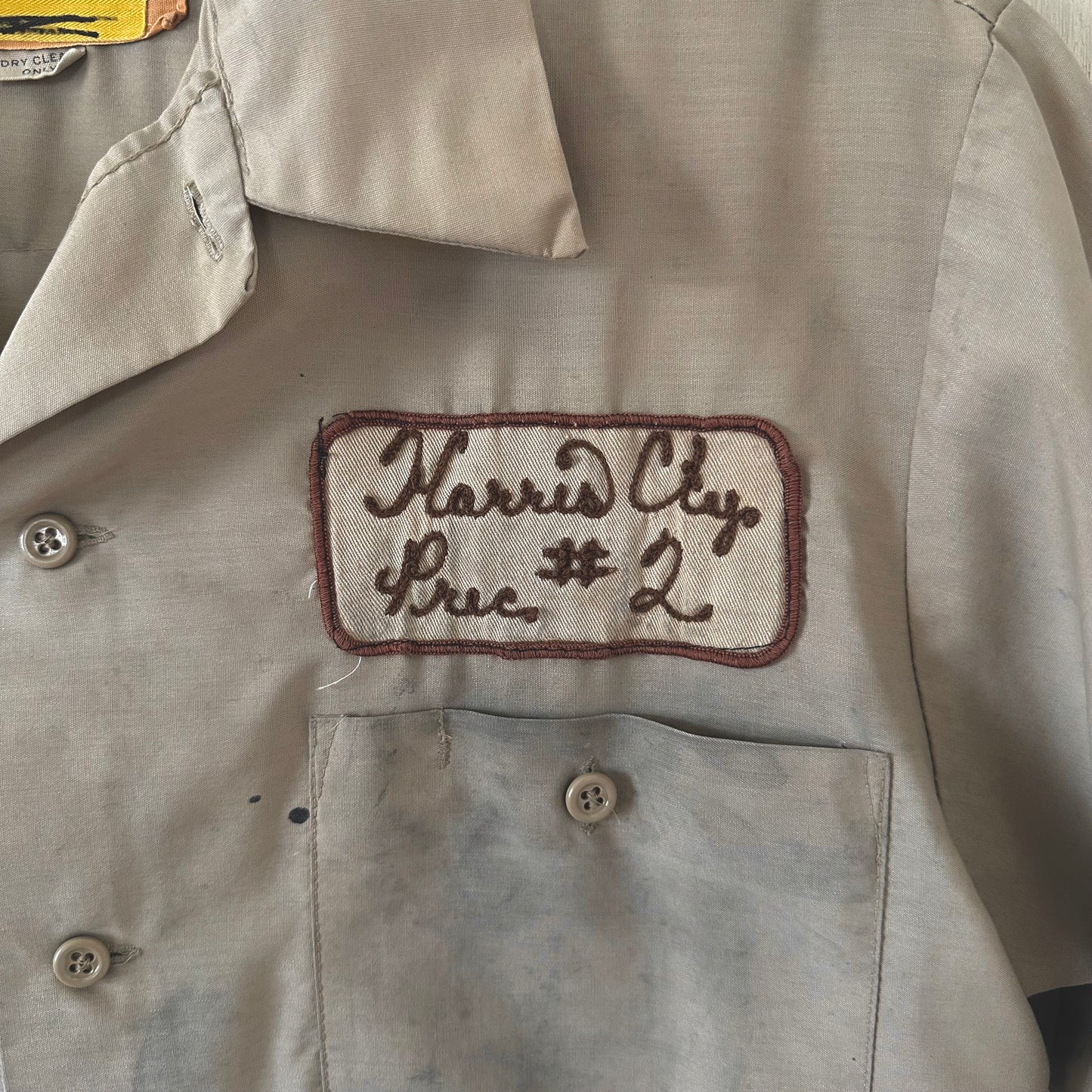 1950’s thrashed chain stitch patch cropped work shirt