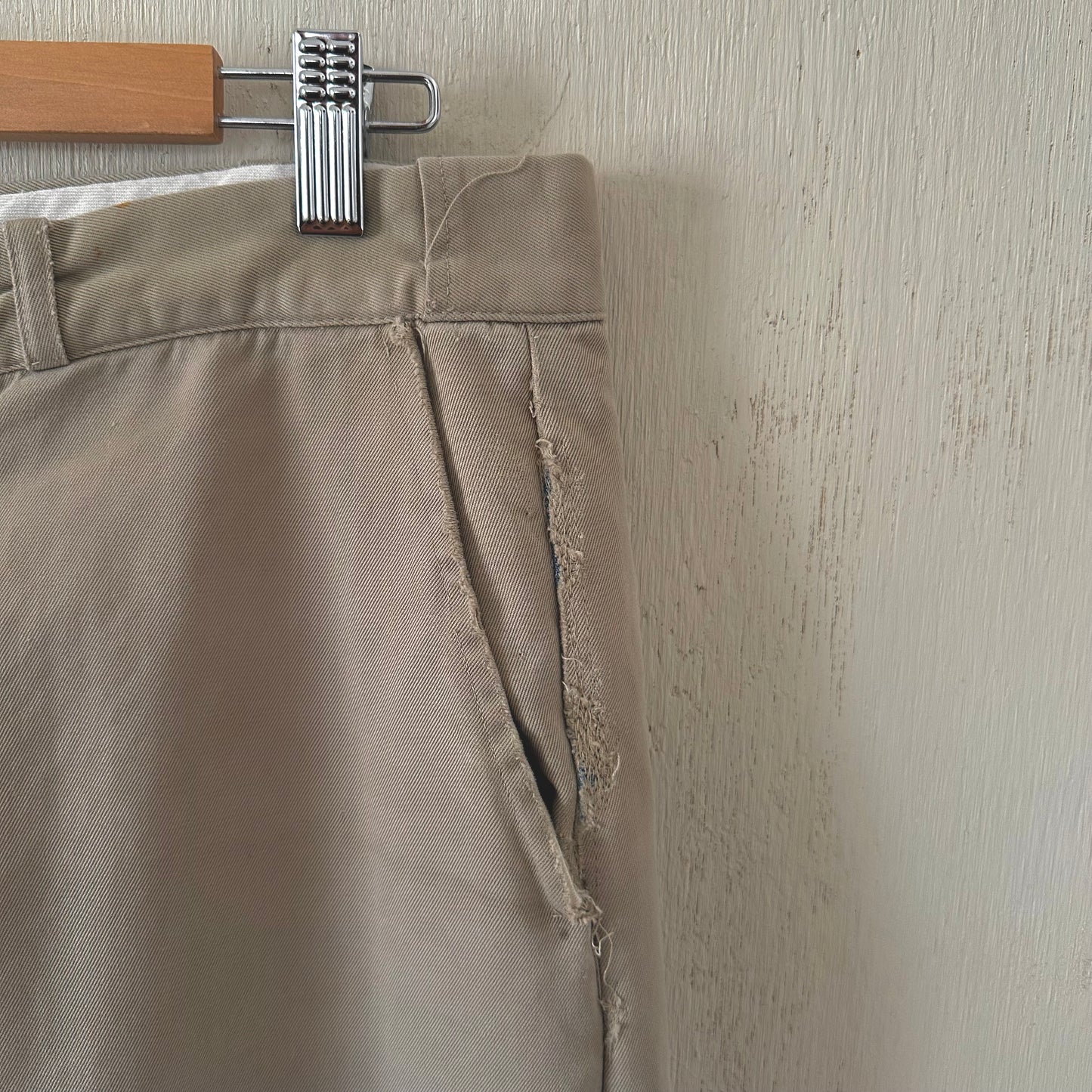 1950’s faded khaki repaired work pants