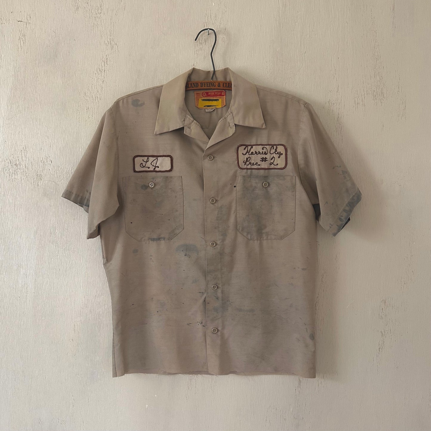 1950’s thrashed chain stitch patch cropped work shirt