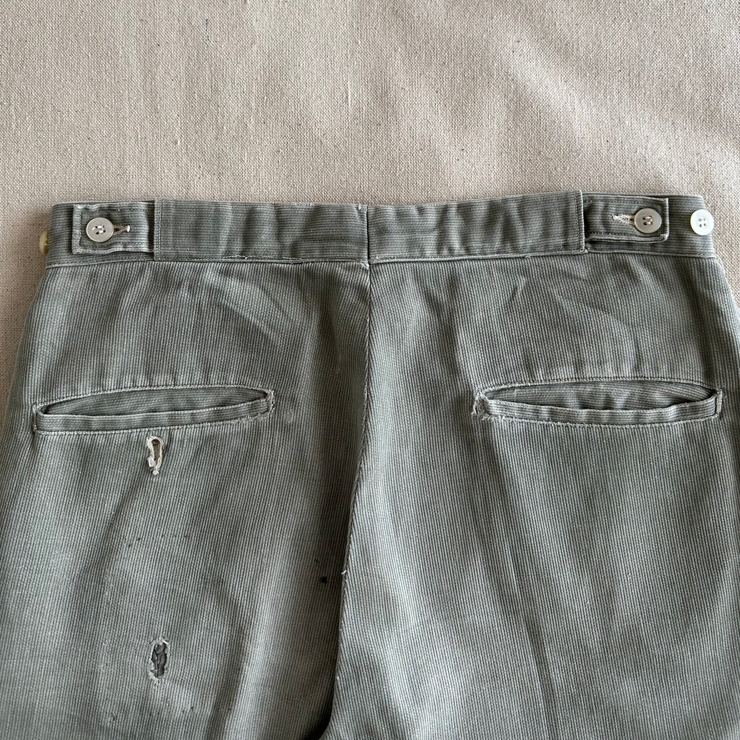 1950’s faded moss repaired work pants